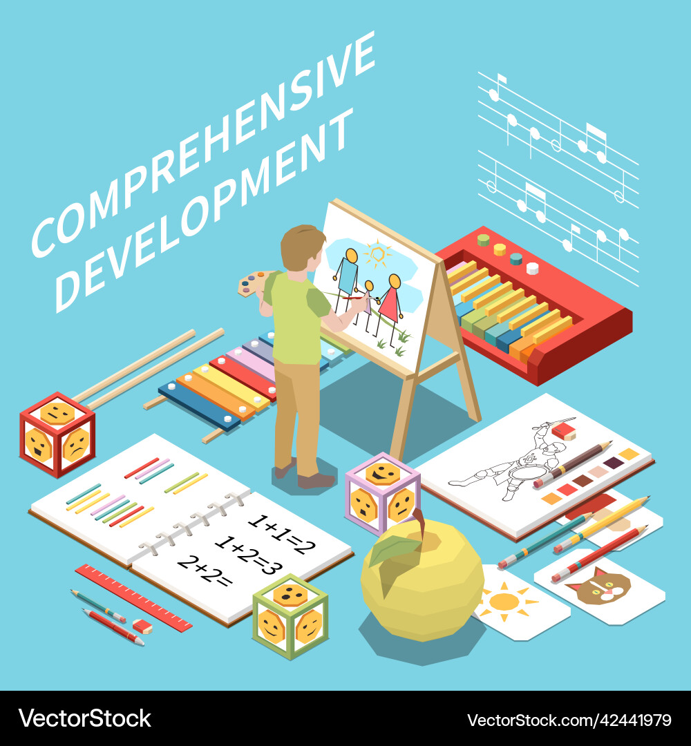 Preschool education composition Preschool education composition vector image