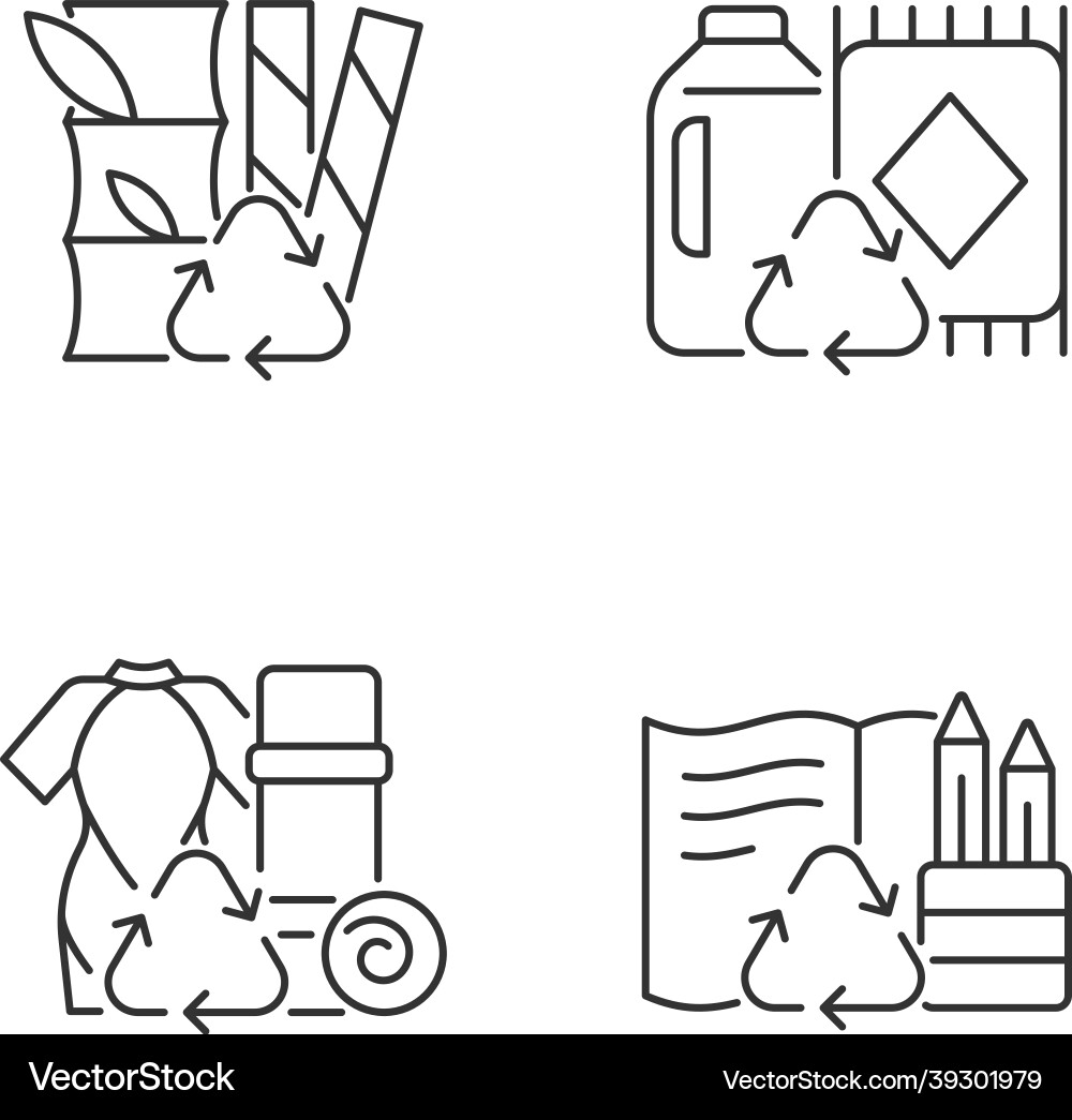 Reduce environmental pollution linear icons set Reduce environmental pollution linear icons set vector image