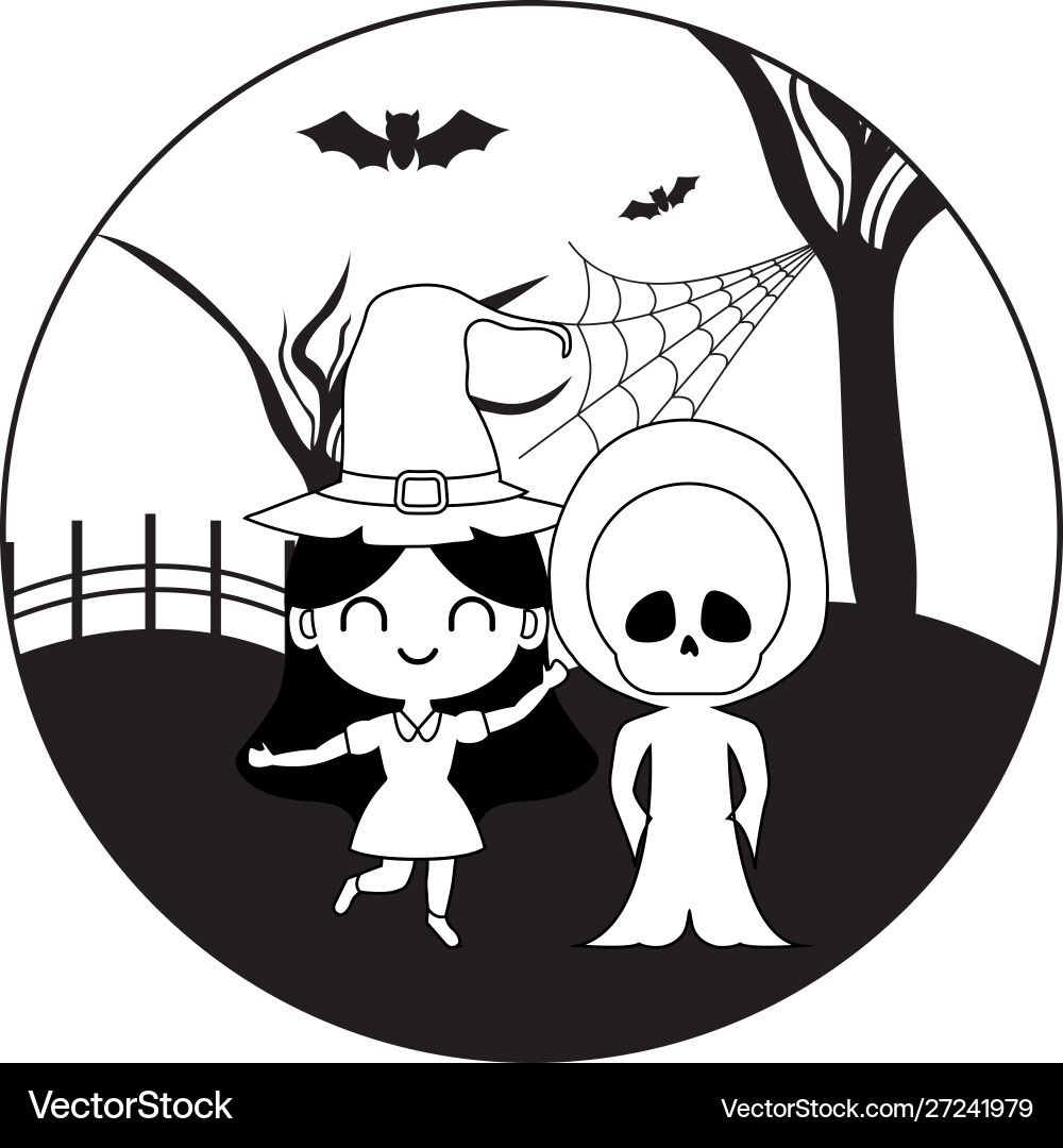 Süße Kinder verkleidet mit Ikonen halloween Süße Kinder verkleidet mit Ikonen halloween vektorbild