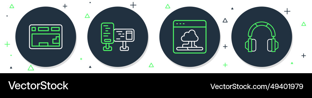 Set line computer monitor screen cloud technology Set line computer monitor screen cloud technology Vector Image