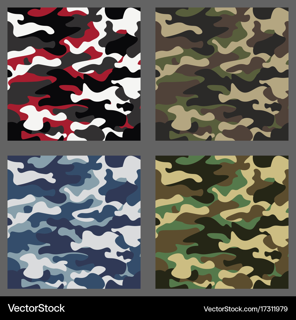 Set of camouflage seamless patterns background vector image