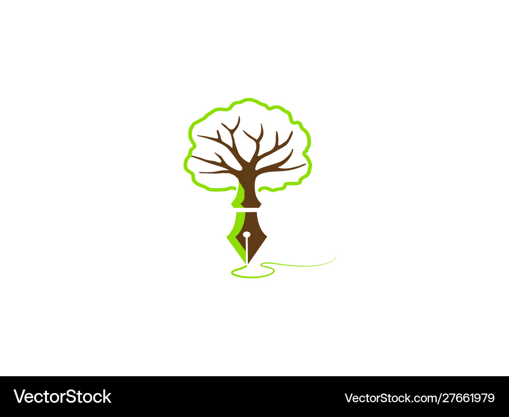 Tree nib schreiben Linie Logo-Design-Symbol Tree nib schreiben Linie Logo-Design-Symbol vektorbild