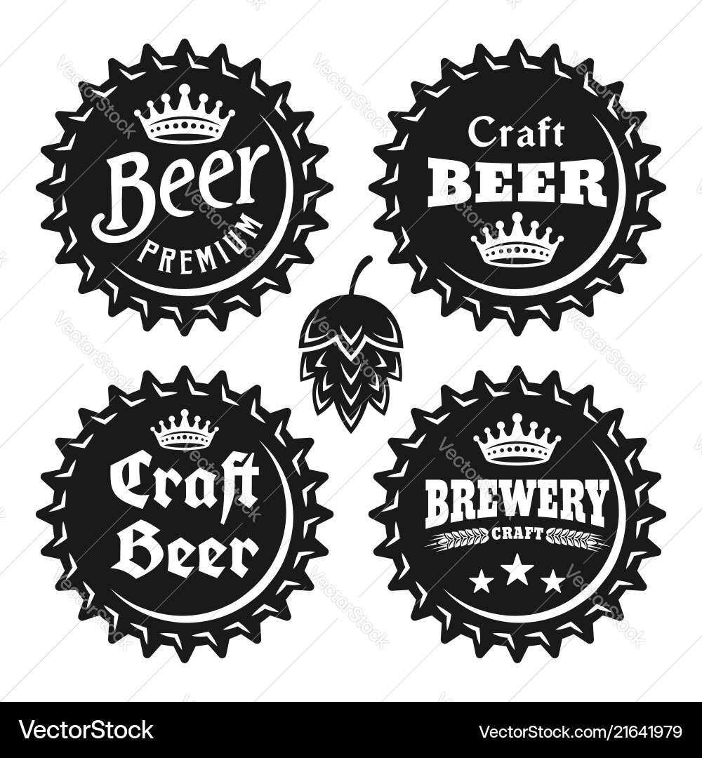 Vintage Beer Caps Collection Vector Image