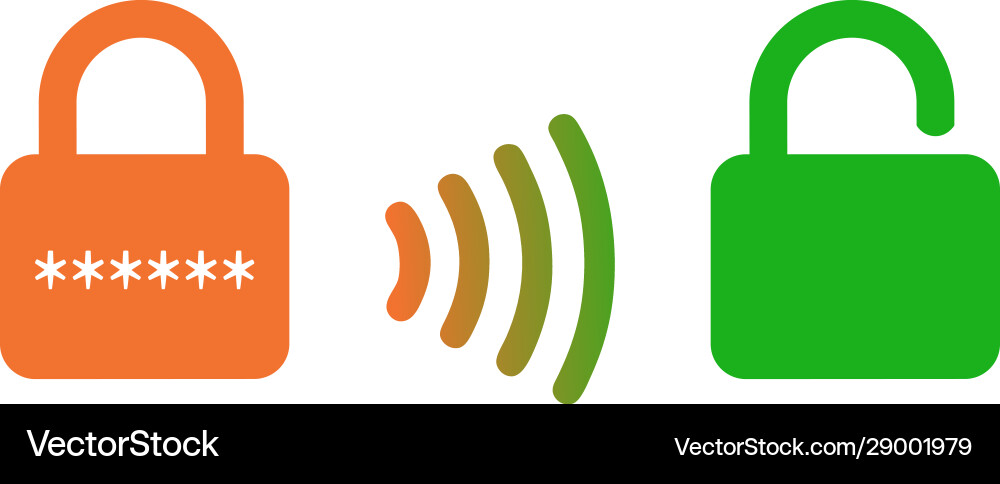 Wireless unlocking lock icon smart system Wireless unlocking lock icon smart system vector image