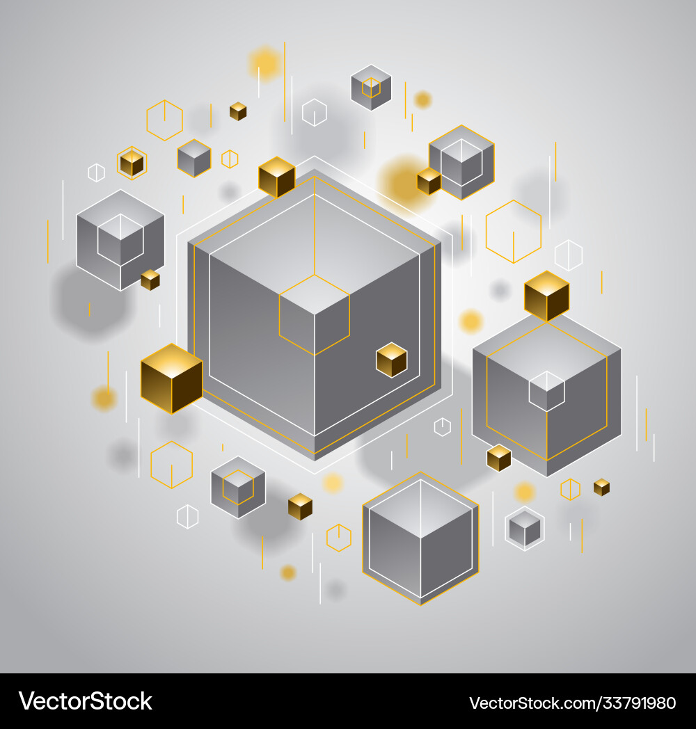Abstract design with cluster 3d cubes Abstract design with cluster 3d cubes Vector Image