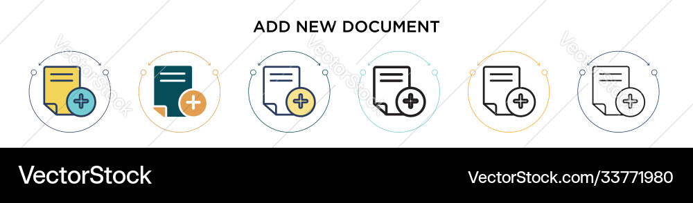 Add new document icon in filled thin line outline vector image