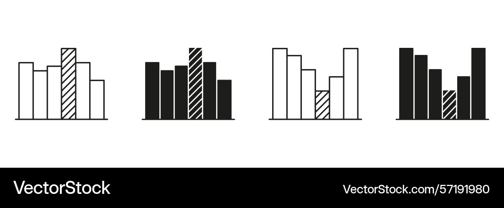 Bar chart line and solid icon set data Bar chart line and solid icon set data vector image