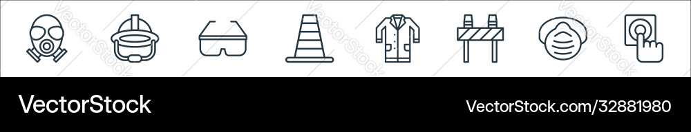 Flat rescue and protective line icons linear set Flat rescue and protective line icons linear set vector image