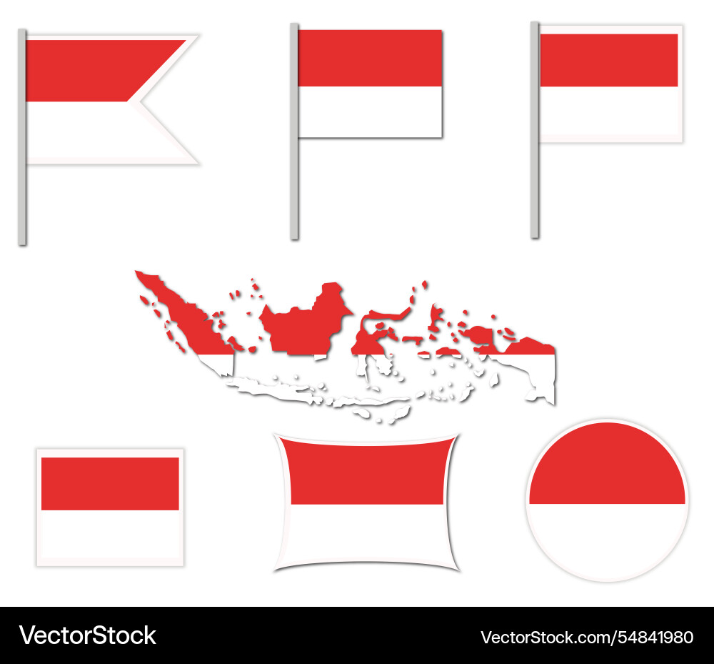Indonesia flags on many objects Indonesia flags on many objects vector image