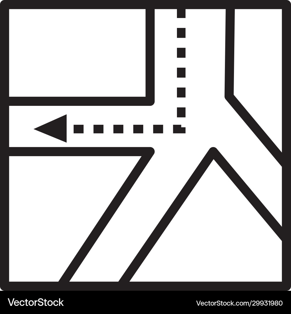 Paper map guide with arrow line style icon vector image