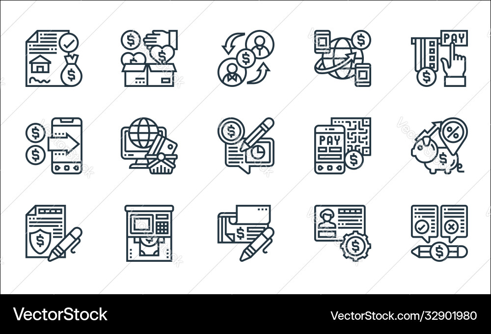 Payment element line icons linear set quality Payment element line icons linear set quality vector image