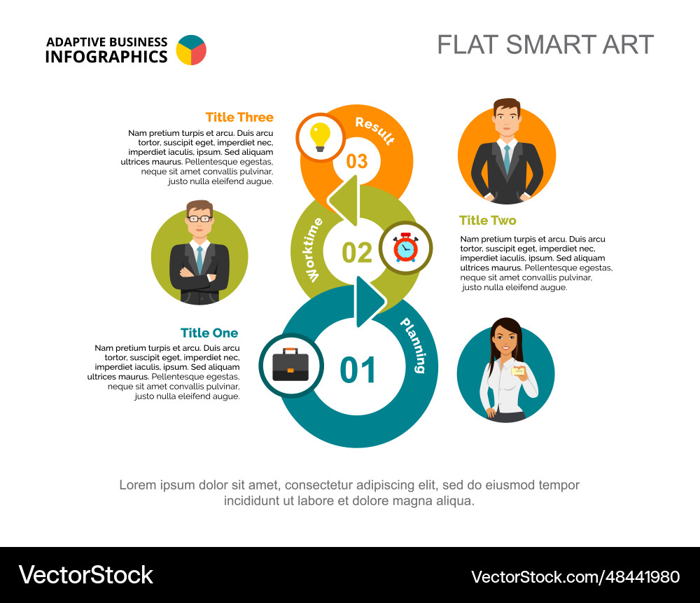 Process chart with three elements template Process chart with three elements template vector image