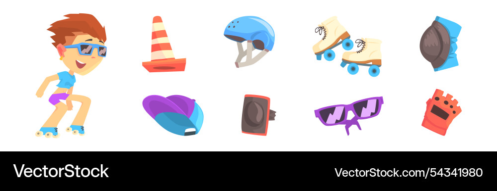 Roller skating object and colorful attributes Roller skating object and colorful attributes vector image