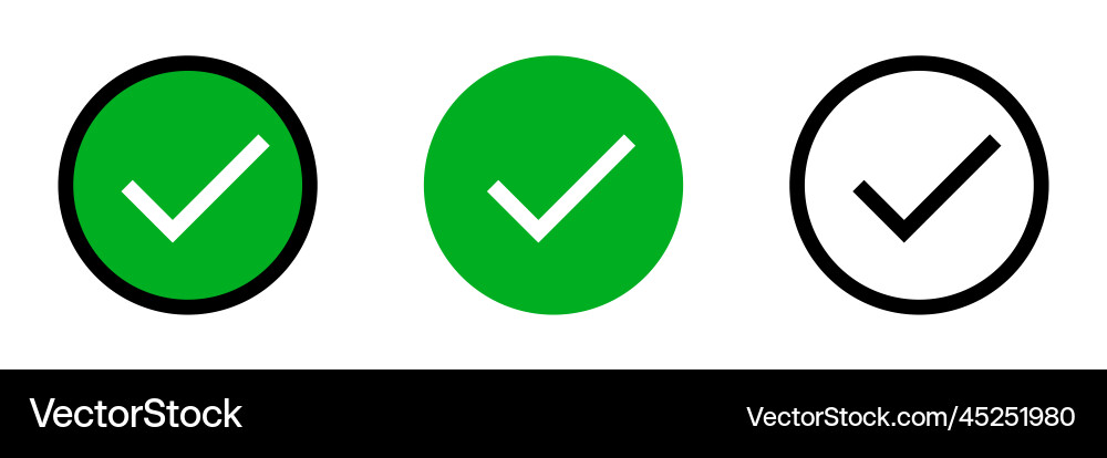 Round checkbox icon set or decision selection vector image