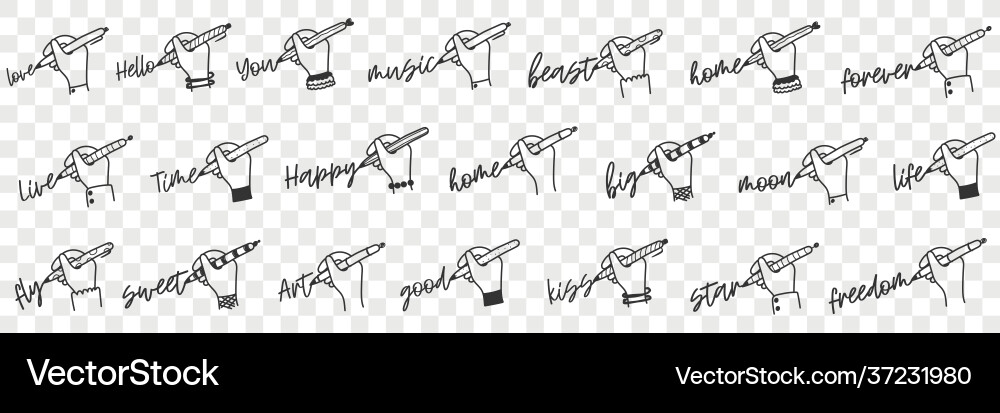 Schreiben menschliche Hand Doodle-Set Schreiben menschliche Hand Doodle-Set vektorbild