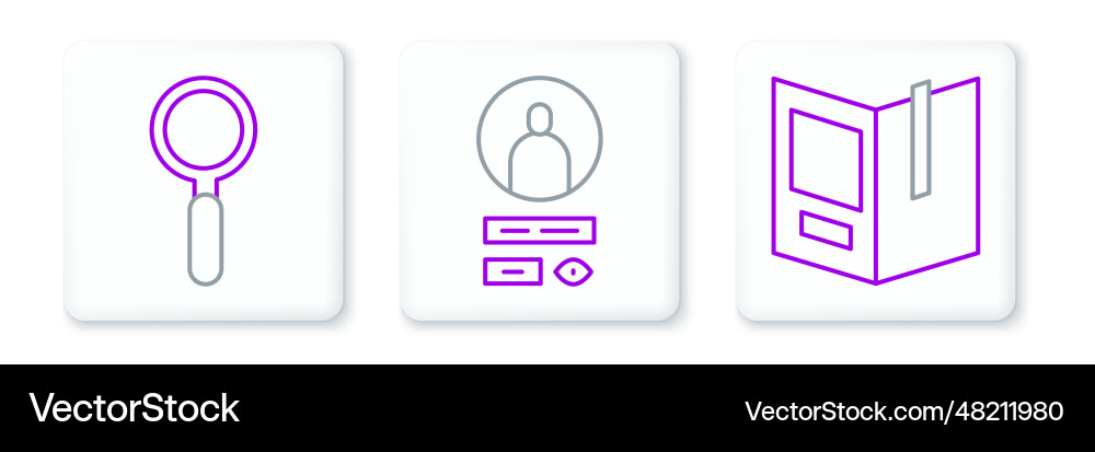 Set line open book magnifying glass and create Set line open book magnifying glass and create vector image
