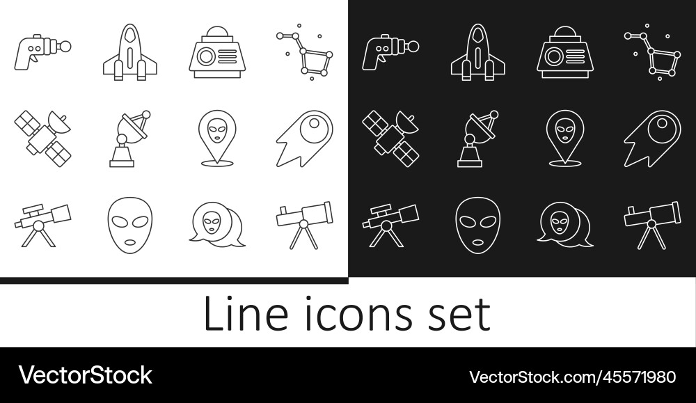 Set line telescope comet falling down fast space Set line telescope comet falling down fast space Vector Image