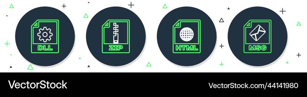 Set line zip Datei Dokument html dll und msg icon Set line zip Datei Dokument html dll und msg icon vektorbild