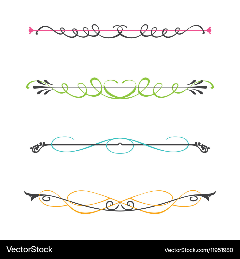 Set of two color calligraphic design elements vector image