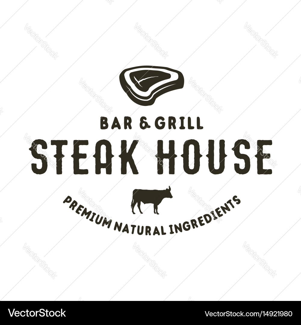 Steakhouse Bar & Grill Logo Vector Image