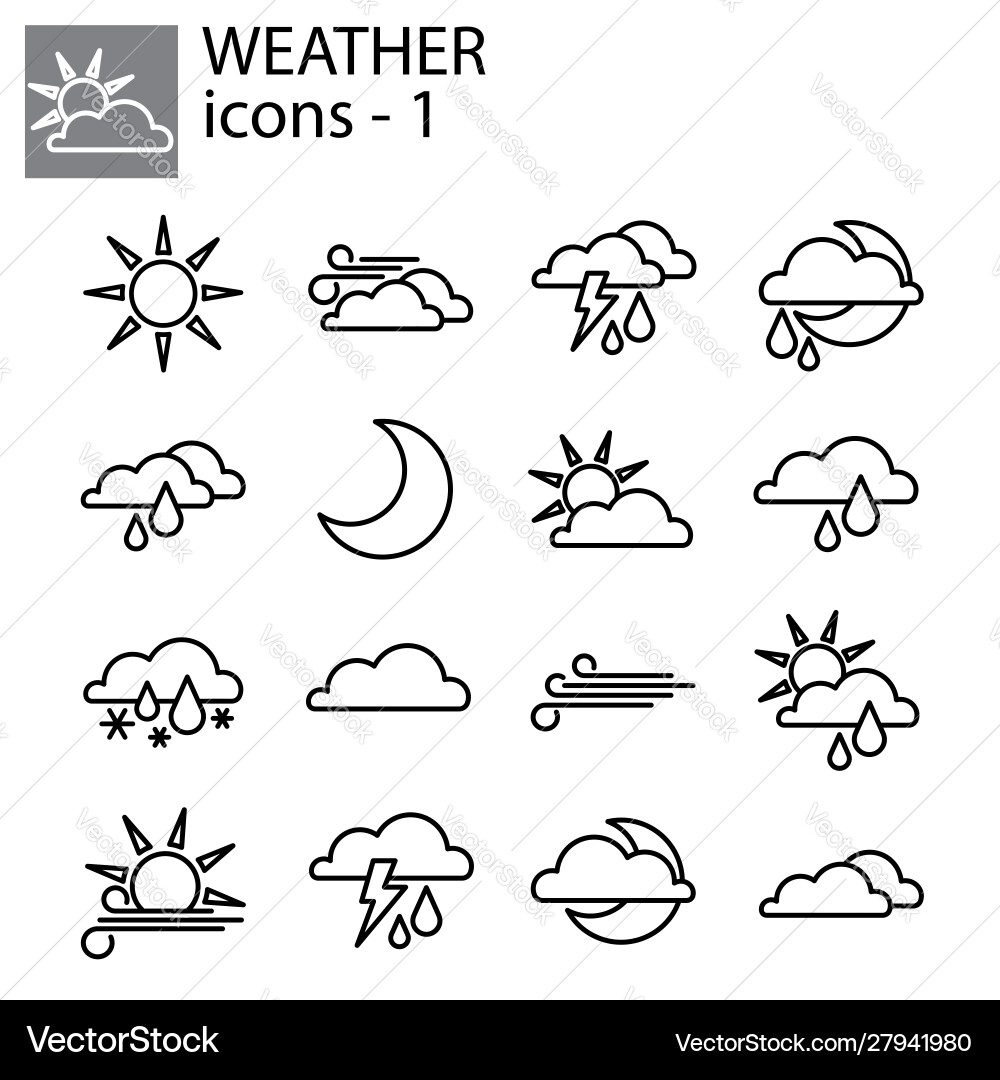 Web line set weather forecast Web line set weather forecast Vector Image