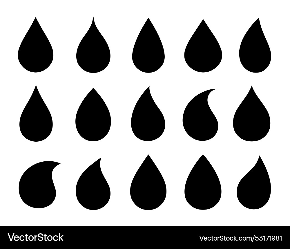 Black Water Drops & Blobs - Icon Set vector image