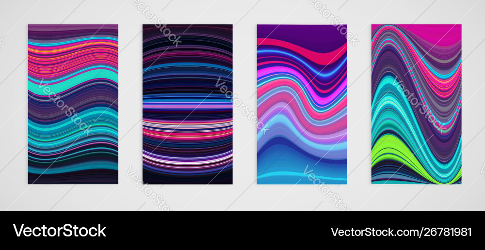 Colorful set four line pattern Colorful set four line pattern vector image