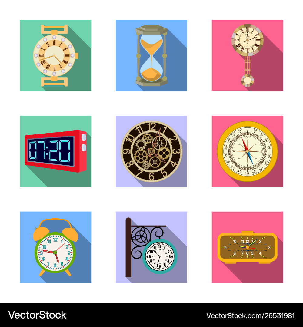 Design clock and time icon collection vector image