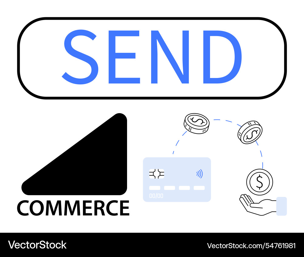 Digital payment process featuring send button Digital payment process featuring send button vector image