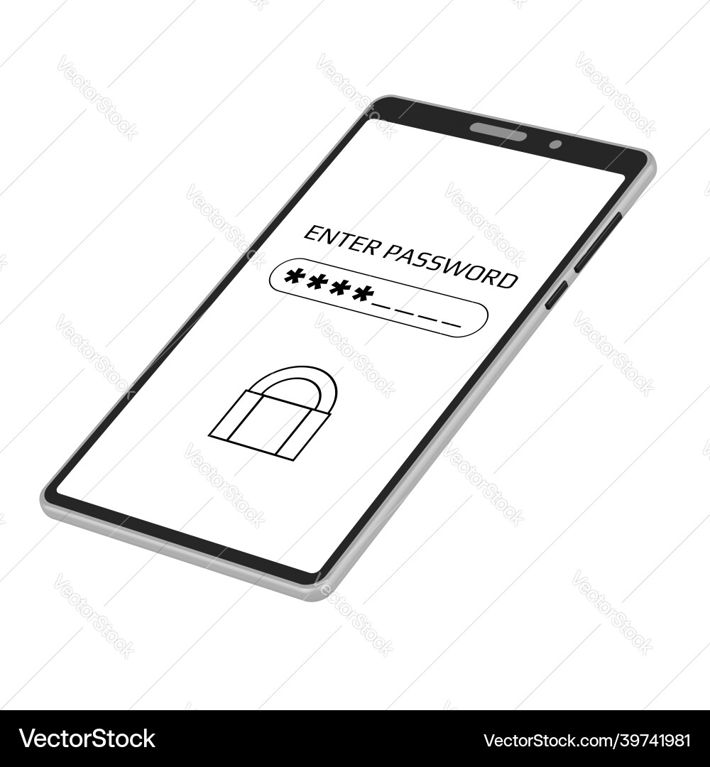 Enter password concept on mobile phone screen Enter password concept on mobile phone screen vector image