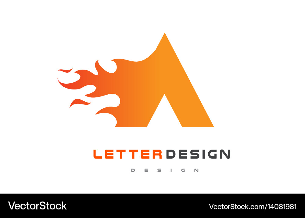 Flame Letter Logo - Fire Font Vector Image