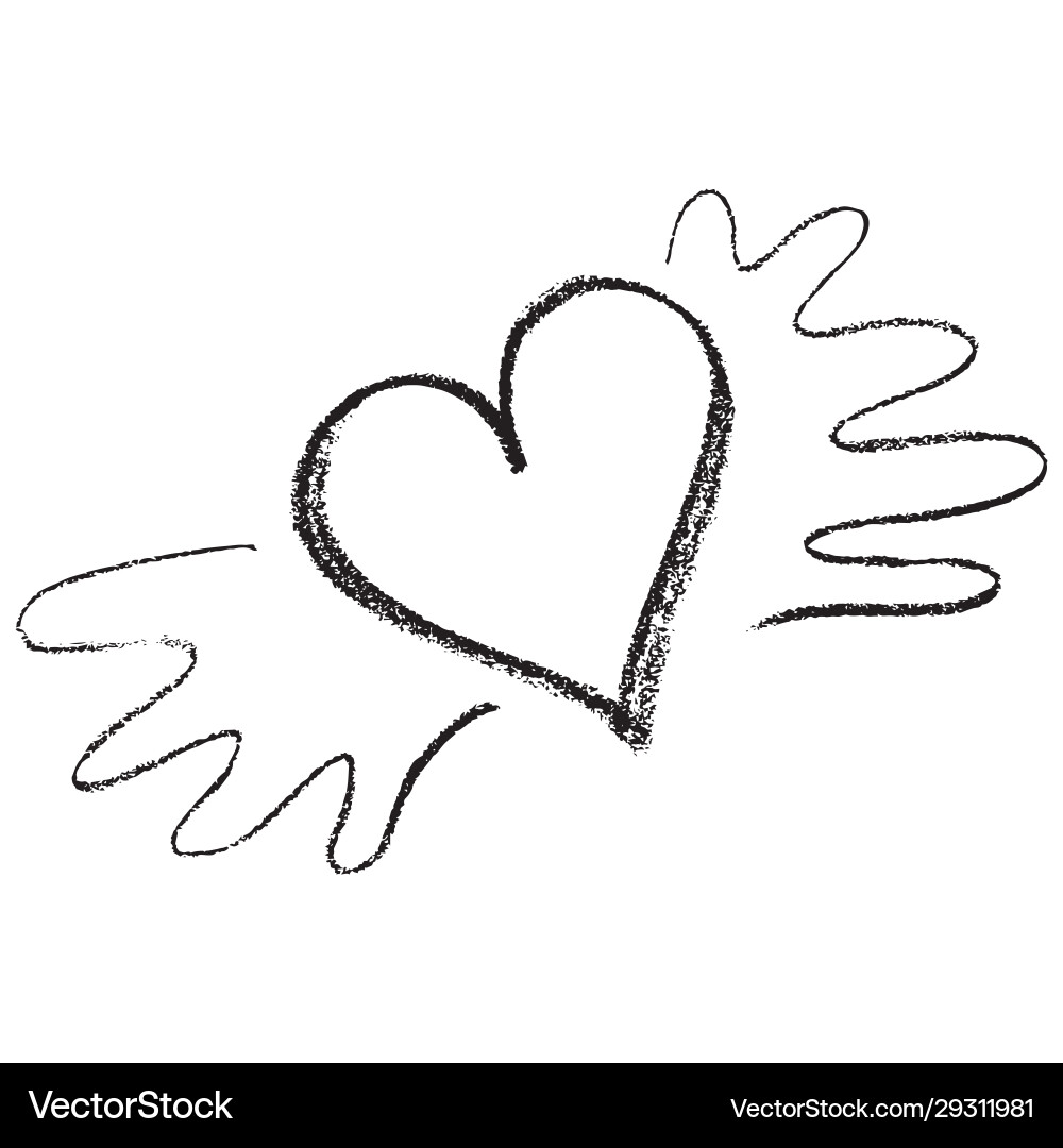 Heart with wings icon brush chalk strokes Heart with wings icon brush chalk strokes vector image