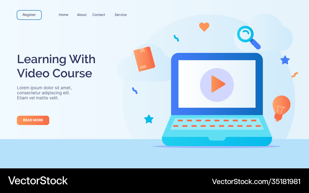 Learning with video course for campaign web Learning with video course for campaign web vector image