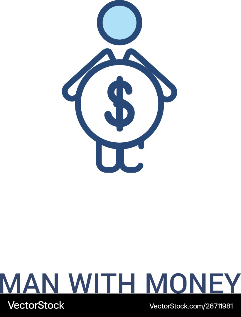 Man with money concept 2 colored icon simple line Man with money concept 2 colored icon simple line vector image