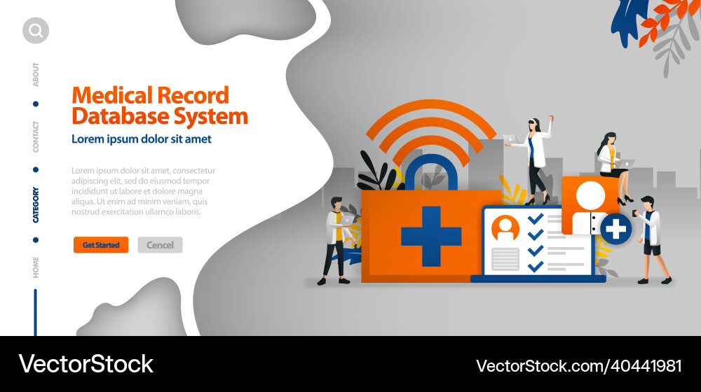 Medical record database system wifi internet Medical record database system wifi internet Vector Image