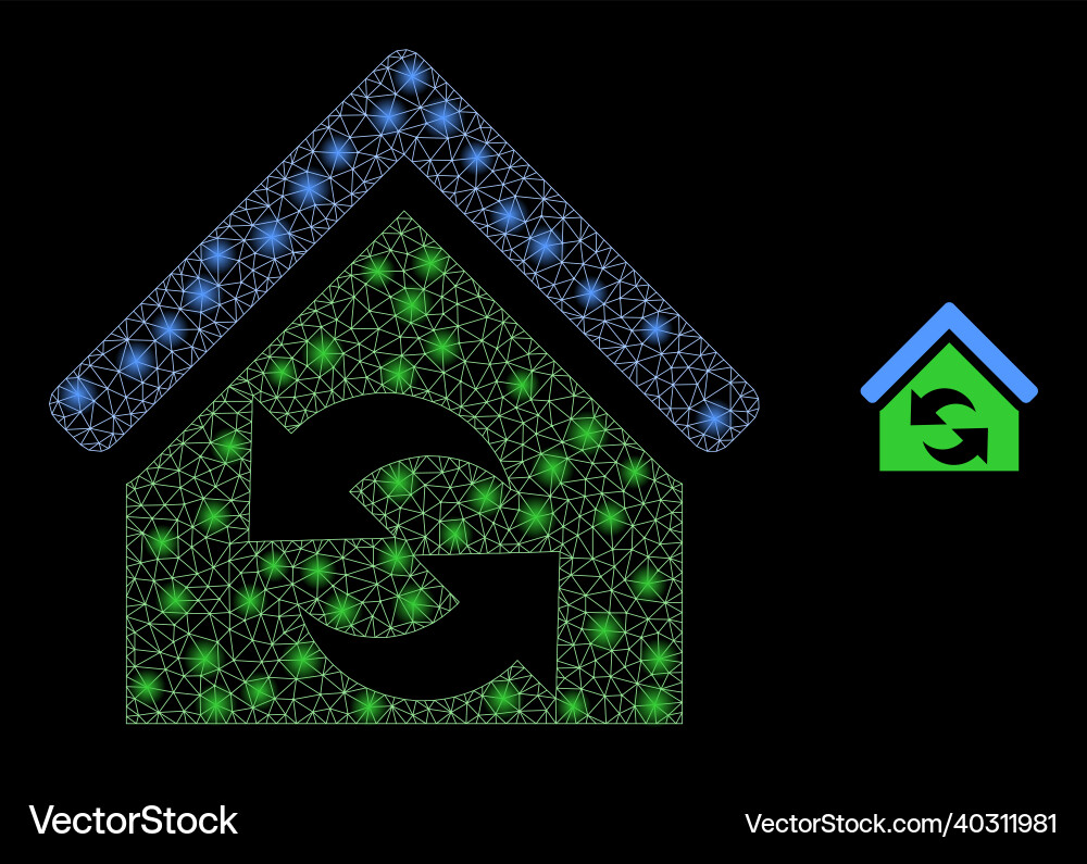 Mesh net refresh house with bright wire Mesh net refresh house with bright wire vector image