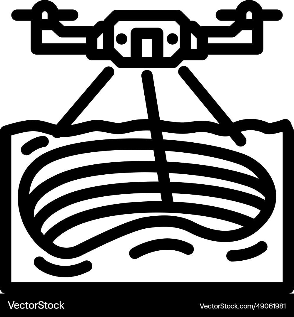Mining operations drone line icon Vector Image