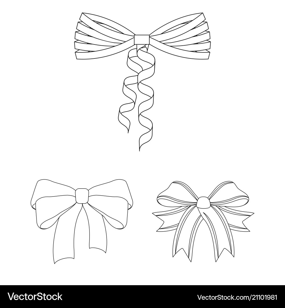 Multicolored bows outline icons in set collection Vector Image
