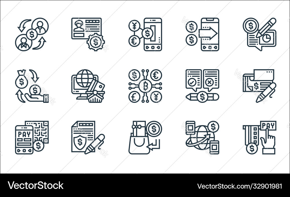 Payment element line icons linear set quality Payment element line icons linear set quality vector image