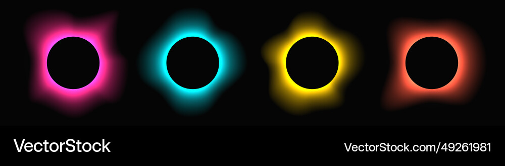 Set of circle illuminate light frames with color Set of circle illuminate light frames with color vector image