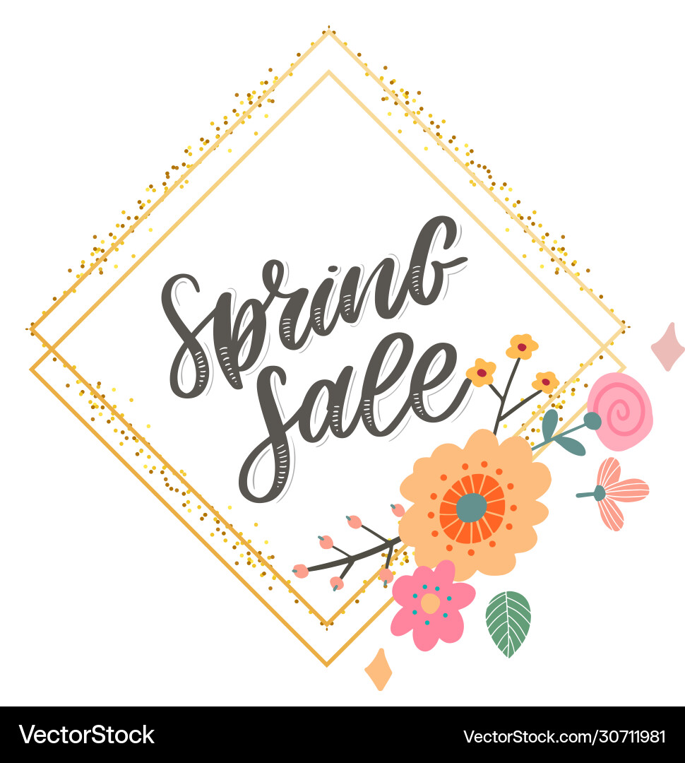 Spring sale word hanging on leaves with strings Spring sale word hanging on leaves with strings vector image