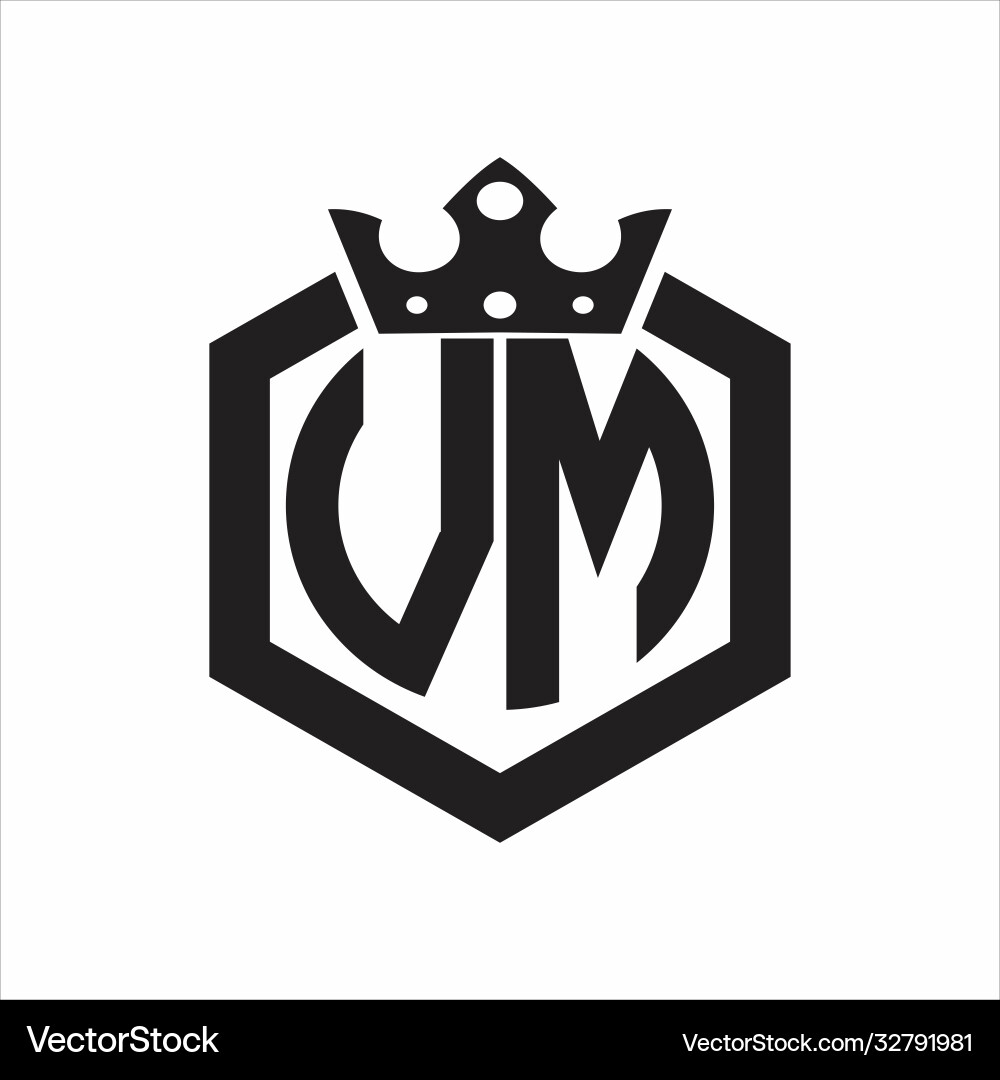 Vm logo monogram rounded hexagon shape Vector Image