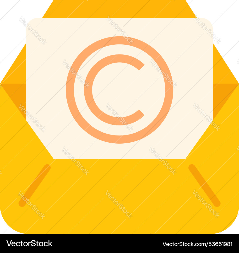 Yellow open envelope containing document Yellow open envelope containing document vector image