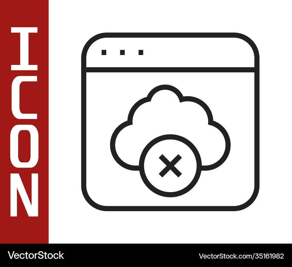 Black line failed access cloud storage icon Vector Image