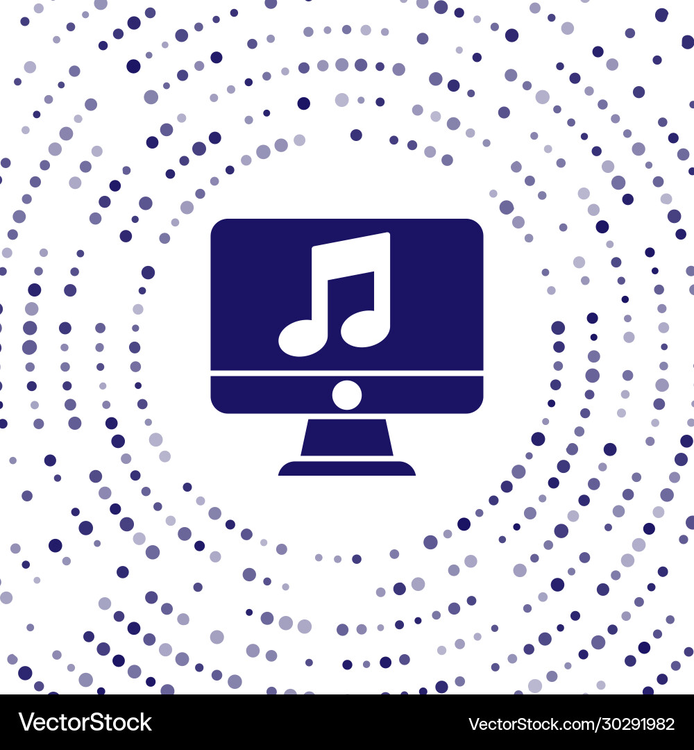 Blue computer with music note symbol on screen Vector Image