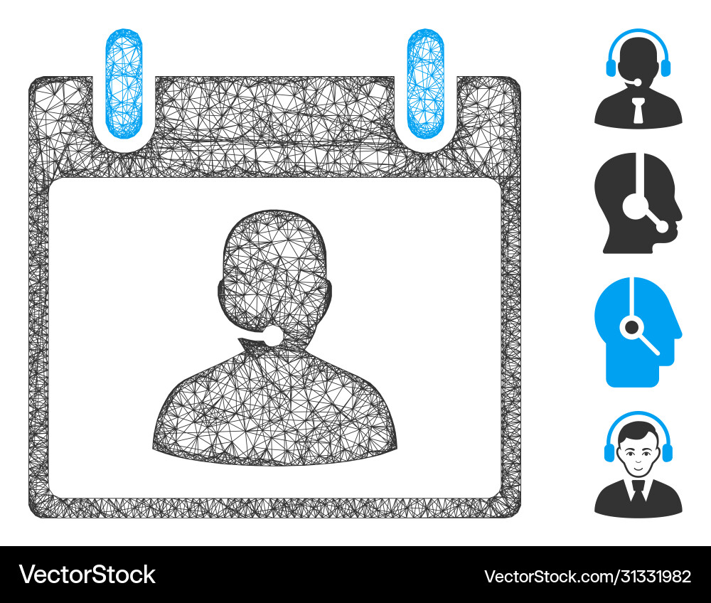 Call center manager calendar day web mesh Call center manager calendar day web mesh vector image
