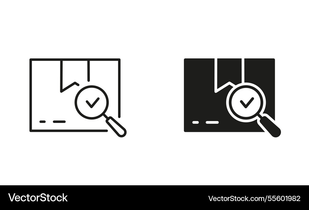Carton box with checkmark and magnifier checked Carton box with checkmark and magnifier checked vector image