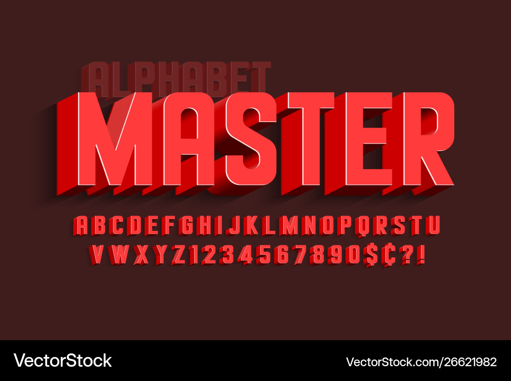 Condensed 3d display font design alphabet Condensed 3d display font design alphabet vector image