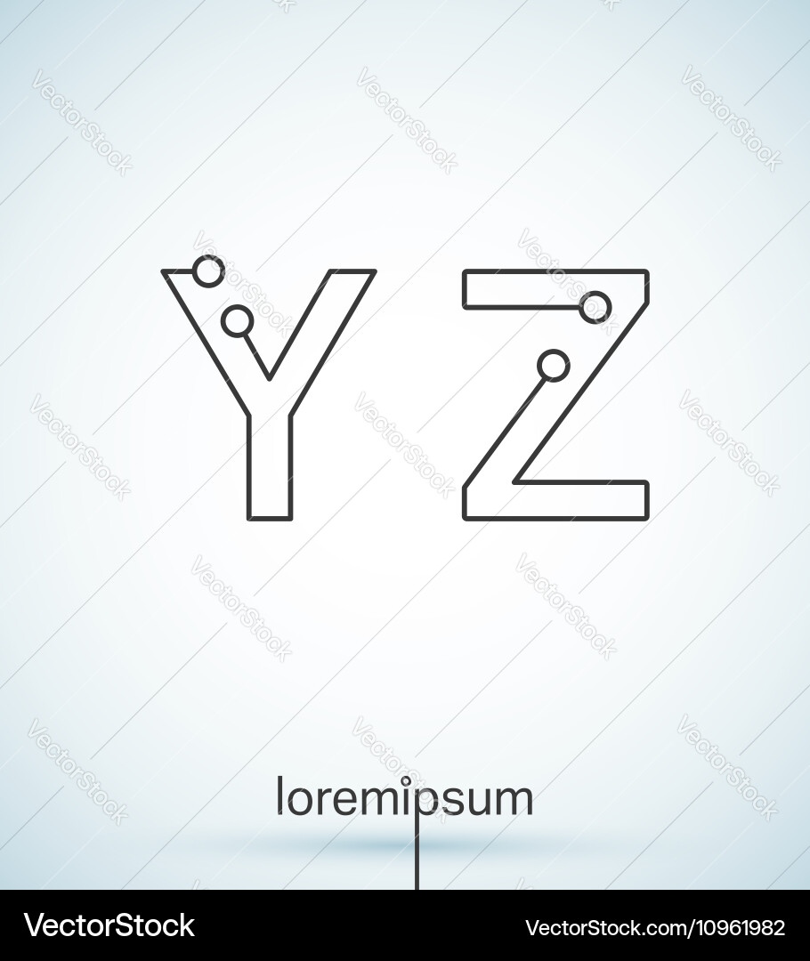 Connection Dots Font - Y & Z Vector Image