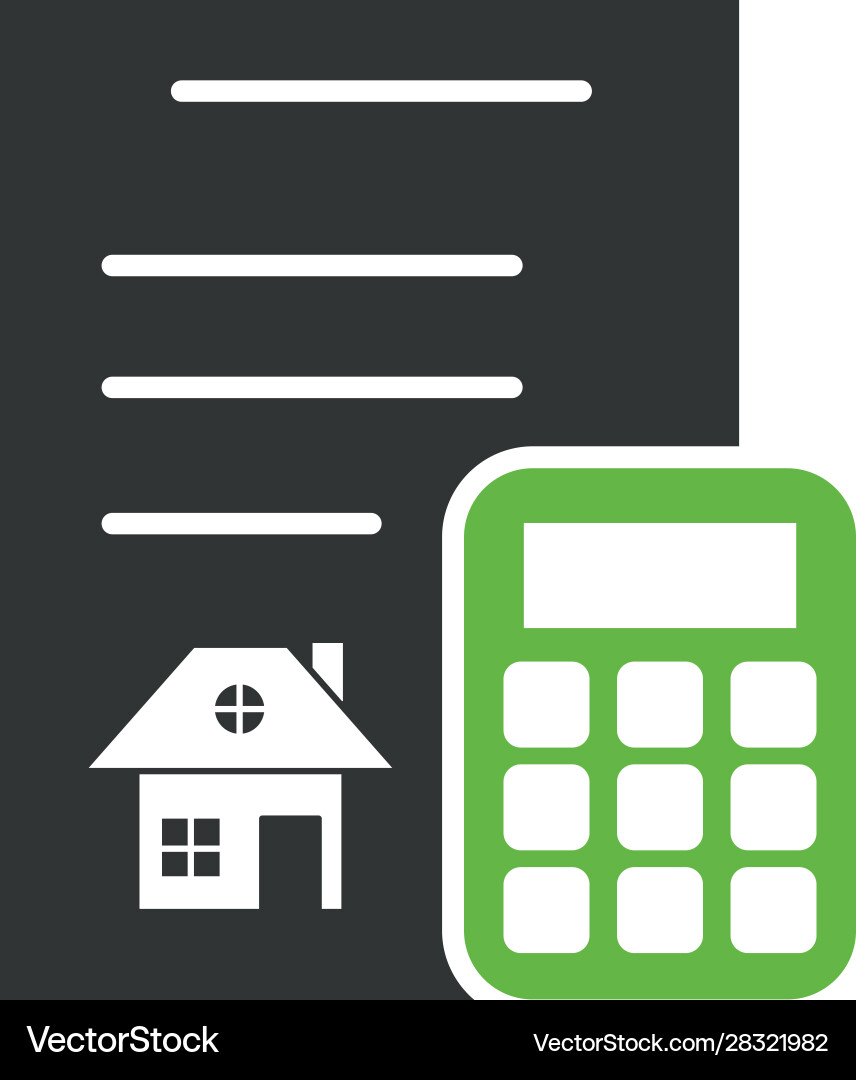 Contract rent paper document with calculator Vector Image